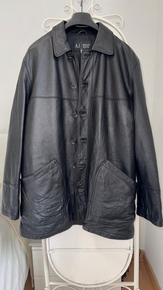 ARMANI CHAQUETA PIEL CAZADORA CUERO NEGRO HOMBRE M