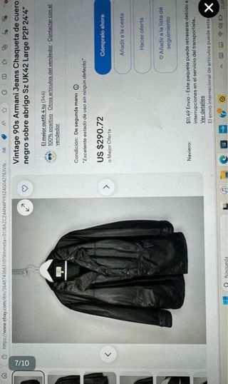ARMANI CHAQUETA PIEL CAZADORA CUERO NEGRO HOMBRE M