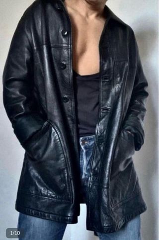 ARMANI CHAQUETA PIEL CAZADORA CUERO NEGRO HOMBRE M