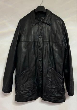 ARMANI CHAQUETA PIEL CAZADORA CUERO NEGRO HOMBRE M