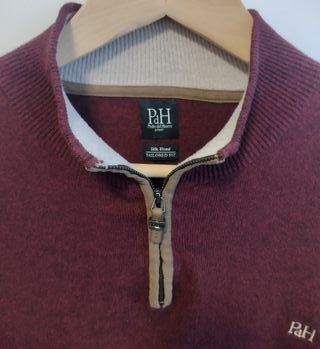 Jersey Pedro del Hierro M Burdeos Algodón Seda