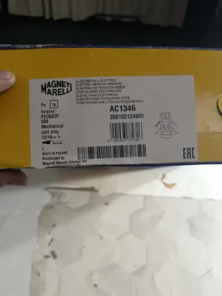 Elevalunas Magneti Marelli AC1346 Peugeot 508