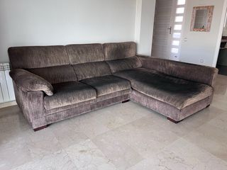 Sofá Chaise Longue Marrón Tela