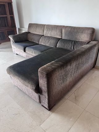 Sofá Chaise Longue Marrón Tela