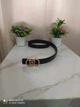 Cintura Ralph Lauren nera con fibbia dorata