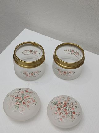 Set 2 Vasi Murano Vintage Floreali Oro Bianco