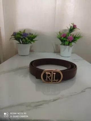 Cintura Ralph Lauren marrone con fibbia dorata