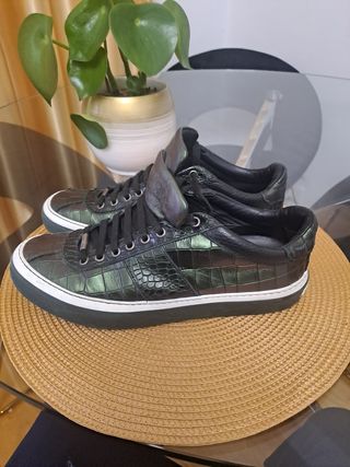 Sneakers Jimmy Choo Pelle Nera Coccodrillo