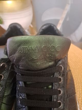 Sneakers Jimmy Choo Pelle Nera Coccodrillo