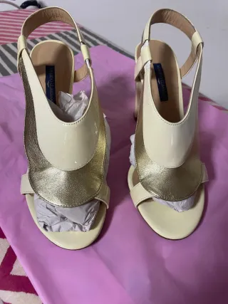 Sandali con tacco donna oro e giallo