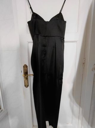 Vestido Zara Saten Elegante Negro Talla XS