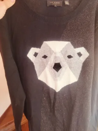 Jersey Ted Baker Oso Geométrico Negro y Plateado