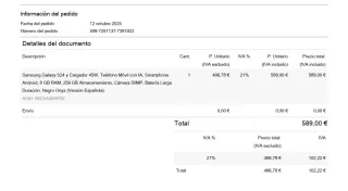 Samsung Galaxy S24 Negro + Cargador