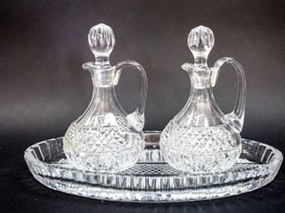 Oliera e acetiera cristallo Boemia con vassoio
