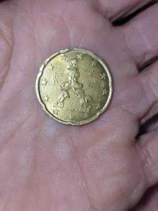 Moneda 20 céntimos euro 2002 con fallos. RARA