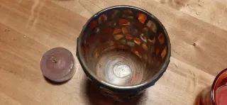 Portacandele 4 in Vetro Mosaico Arancio Viola