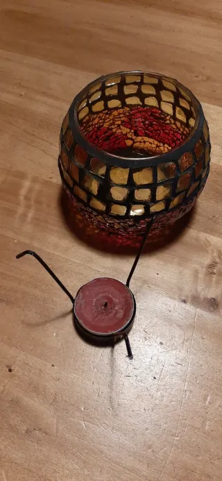 Portacandele 4 in Vetro Mosaico Arancio Viola