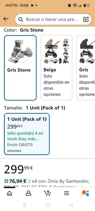 Cochecito LIONELO Amber 2 en 1 Gris