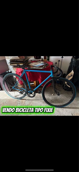 Bicicleta Fixie Azul con Manillar Drop Bar
