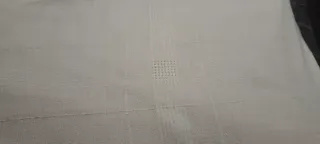 Cortinas verdes y blancas con borla