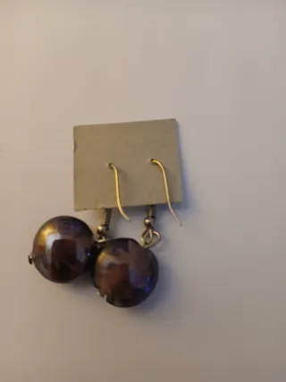 Pendientes Piedra Marrón y Dorado