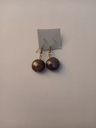 Pendientes Piedra Marrón y Dorado
