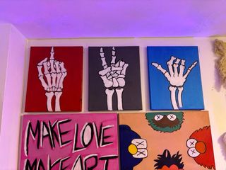 Conjunto 3 lienzos esqueleto manos