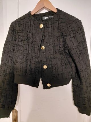 Chaqueta Zara Negra Bomber Elegante