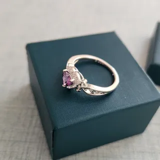 Anillo Plata Corazón Morado Circonitas