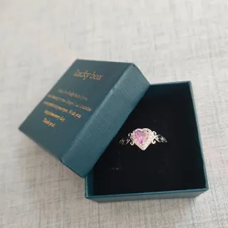 Anillo Plata Corazón Morado Circonitas