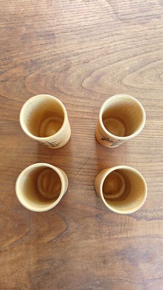 Conjunto 4 Copos Bambu Decorados
