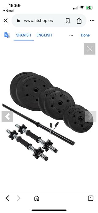 Banco de musculación con kit pesas