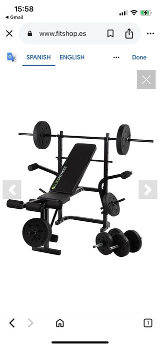 Banco de musculación con kit pesas