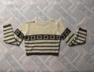 Jersey tejido beige y gris