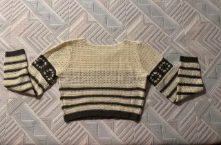 Jersey tejido beige y gris