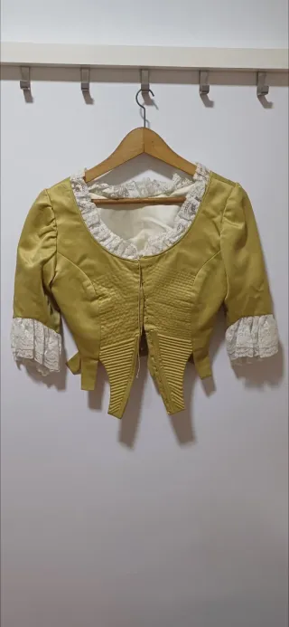 Traje Fallera Dorado y Falda Turquesa