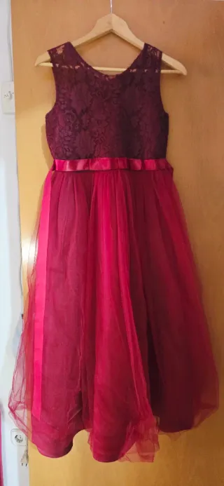 Vestido fiesta niña morado/rojo