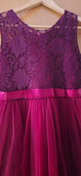 Vestido fiesta niña morado/rojo