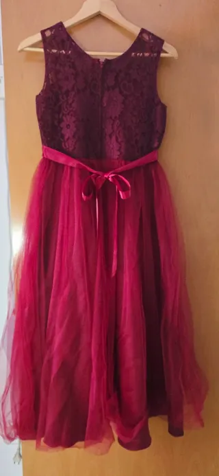 Vestido fiesta niña morado/rojo