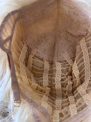 Peluca rizada rubia disfraz mujer años 70 80