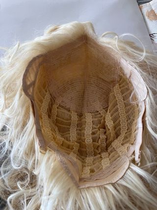 Peluca rizada rubia disfraz mujer años 70 80