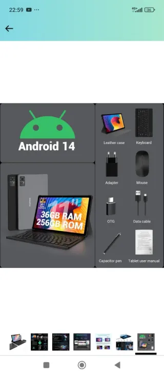 Tablet Android 14 36GB RAM 256GB ROM
