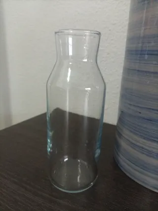 Jarrón grande cerámica y jarrón pequeño cristal