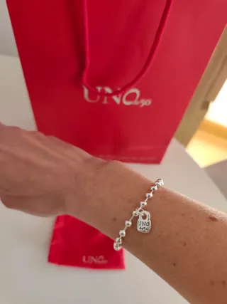 Pulsera Uno de 50 plateada con bolitas