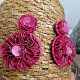 Pendientes Sevillana Rosas Flores