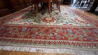 Alfombra de nudos de lana multicolor