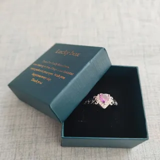 Anillo Plata Corazón Morado Circonitas