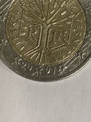 Moneda 2 Euros Francia 2001 con Errores
