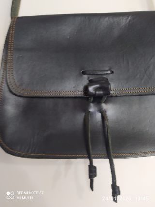 Bolso Cuero Artesanal Negro