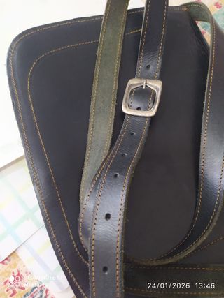 Bolso Cuero Artesanal Negro